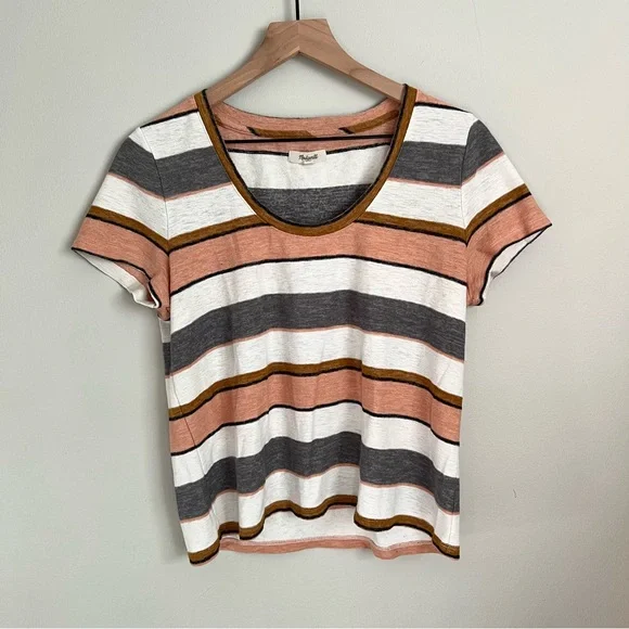 Madewell Striped Scoop Neck Tee Medium - Picture 2 of 5